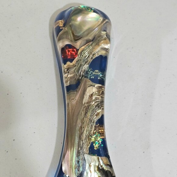 Mid Century Sea Shell Lucite Spoon Wall Art 8.5" vtg Boho 70s kitchen decor flaw - Picture 4 of 11